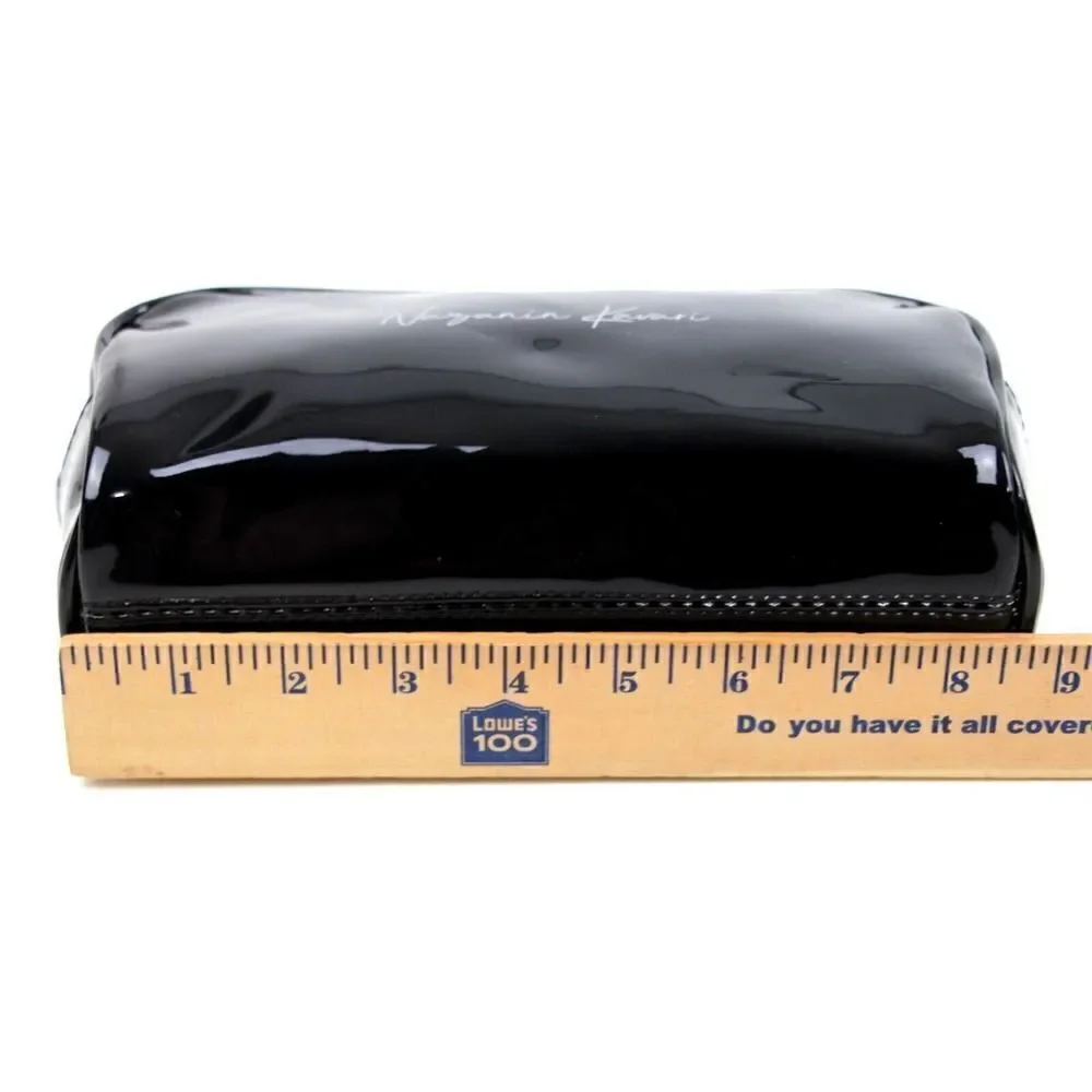 NAZANIN KAVARI BLACK PVC MAKEUP ZIP CASE BRUSH HOLDER COSMETIC BAG PURSE